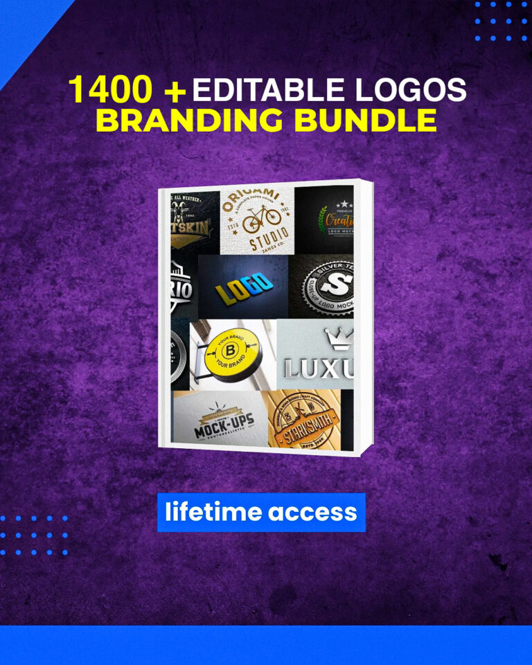 Editable logo bundle with 1400+ logo designs in AI and PSD