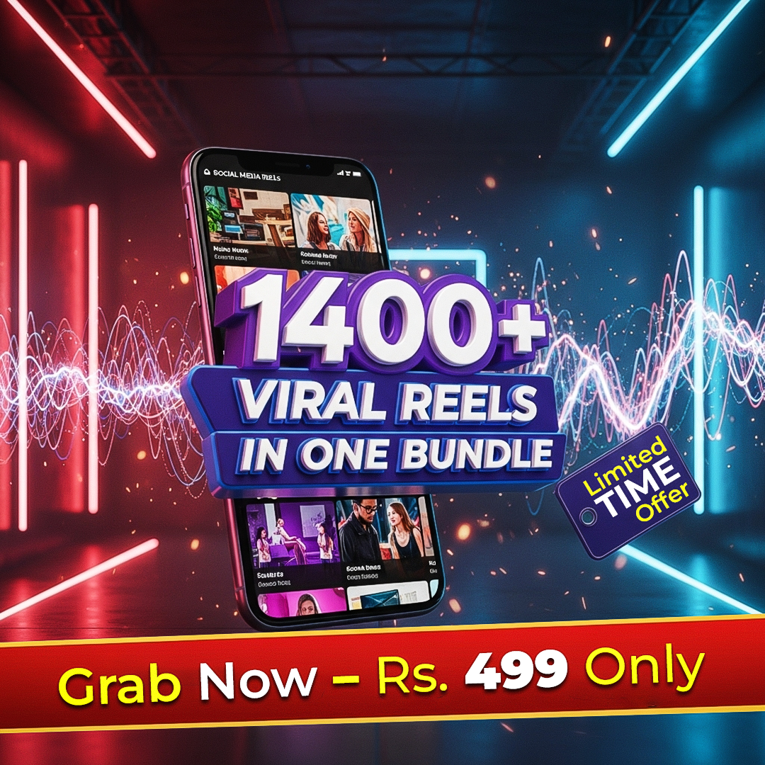 Reels Bundle slide-end Done for you content bundle: This highlights the main benefit of the product. Social media content creation kit: Focuses on the core purpose. Ready-to-post reels for influencers: Narrows down the target audience. Phone screen with viral reels montage: A classic visual representation of the product. Digital product mockup with phone and laptop: Shows the product on different devices. Coach or entrepreneur happily posting on phone: Puts the product in context of the user's life, showing the ease of use. Massive content library on a phone screen: Emphasizes the quantity and value. Time saving social media solution: Highlights a key problem the product solves.